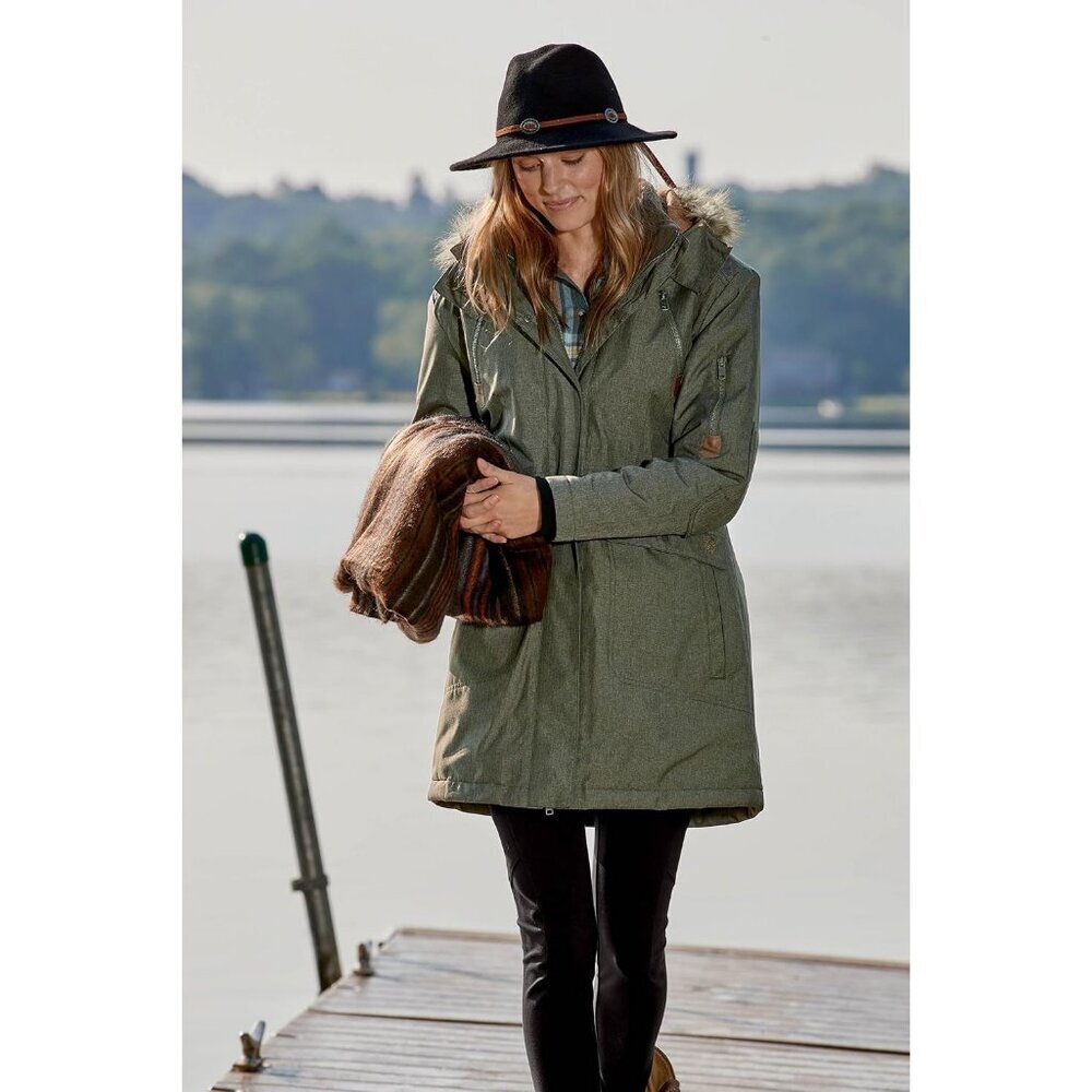 Women's Light Army Green Water Hooded Faux Fur Winter Warm Vest Jacket Coats - Picture 7 of 7